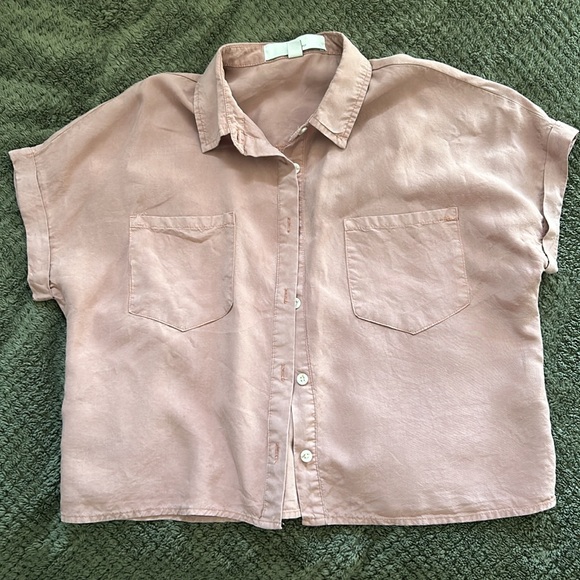 Thread & Supply boxy crop button up size small PINK - Picture 7 of 7